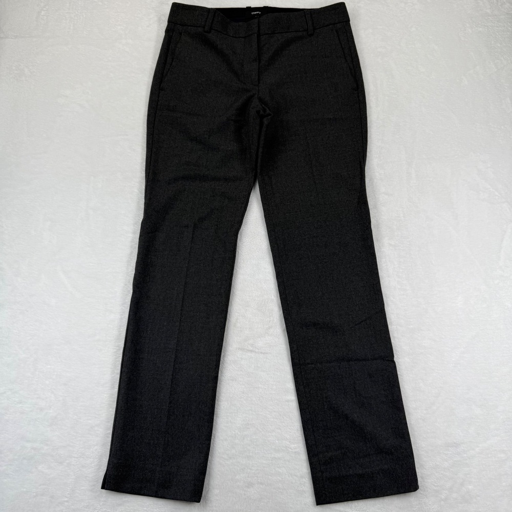 Theory Dark Gray Virgin Wool Flannel Straight Trouser Pants Size 2 H1001219‎